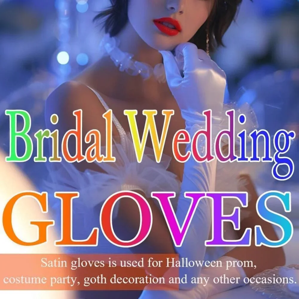 Women's Fingerless Rhinestone Short Lace White Gloves Bridal Wedding Accessories